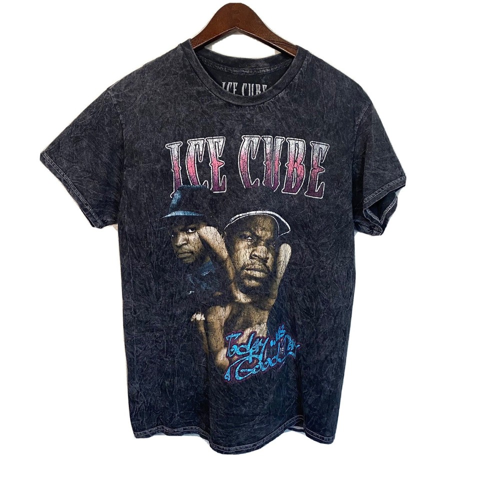Ice Cube T Shirt Men’s Medium Black Acid Wash Rap Hip Hop NWA Graphic 90s Y2K